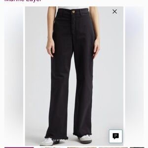 Marine Layer Black Wide Leg Frayed Pants